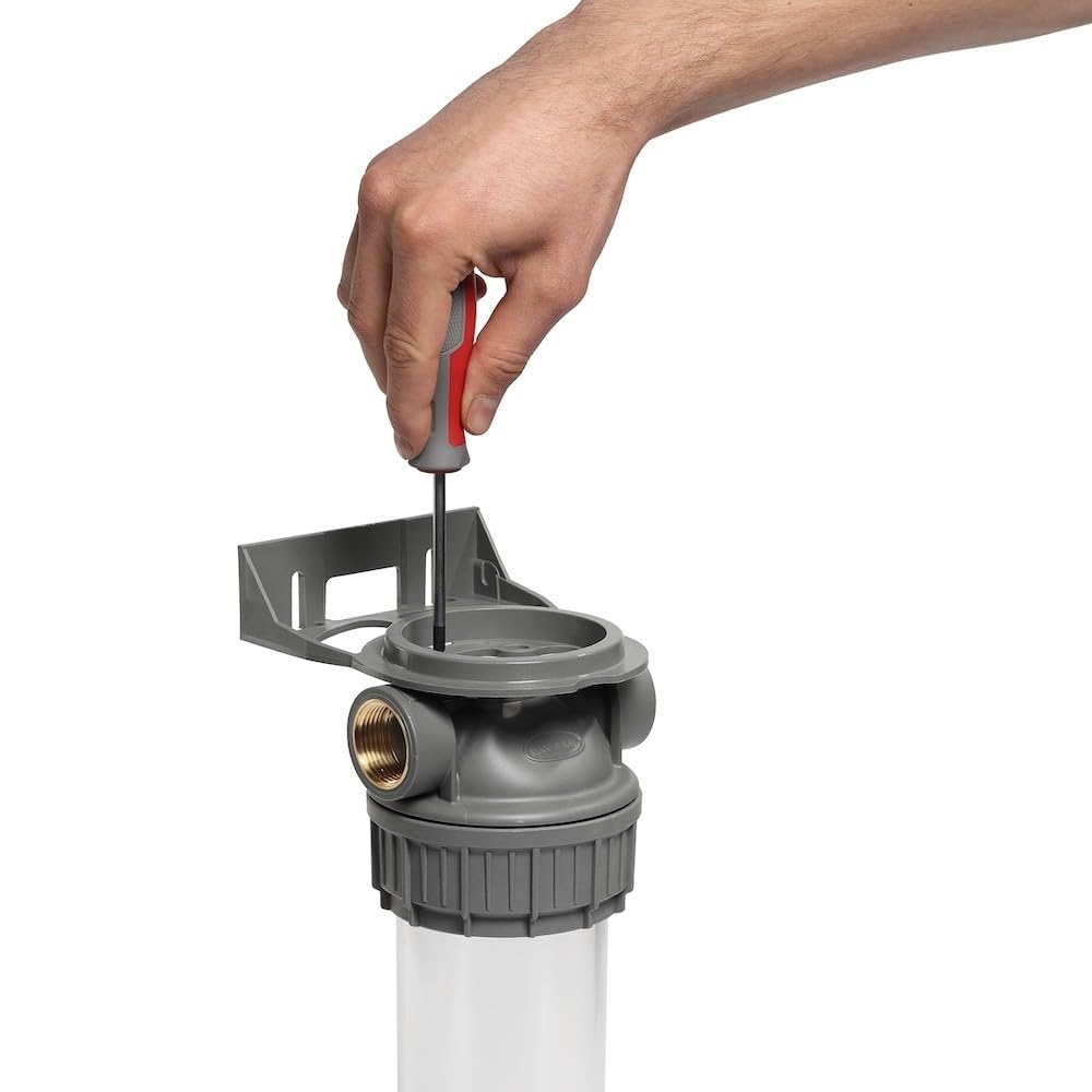 ECOSOFT Porte filtre eau double 9’’3/4 3P, connexion 3/4'', support de fixation, clé, conçu pour une filtration de l’eau du robinet facile, sûre, fabrication européenne