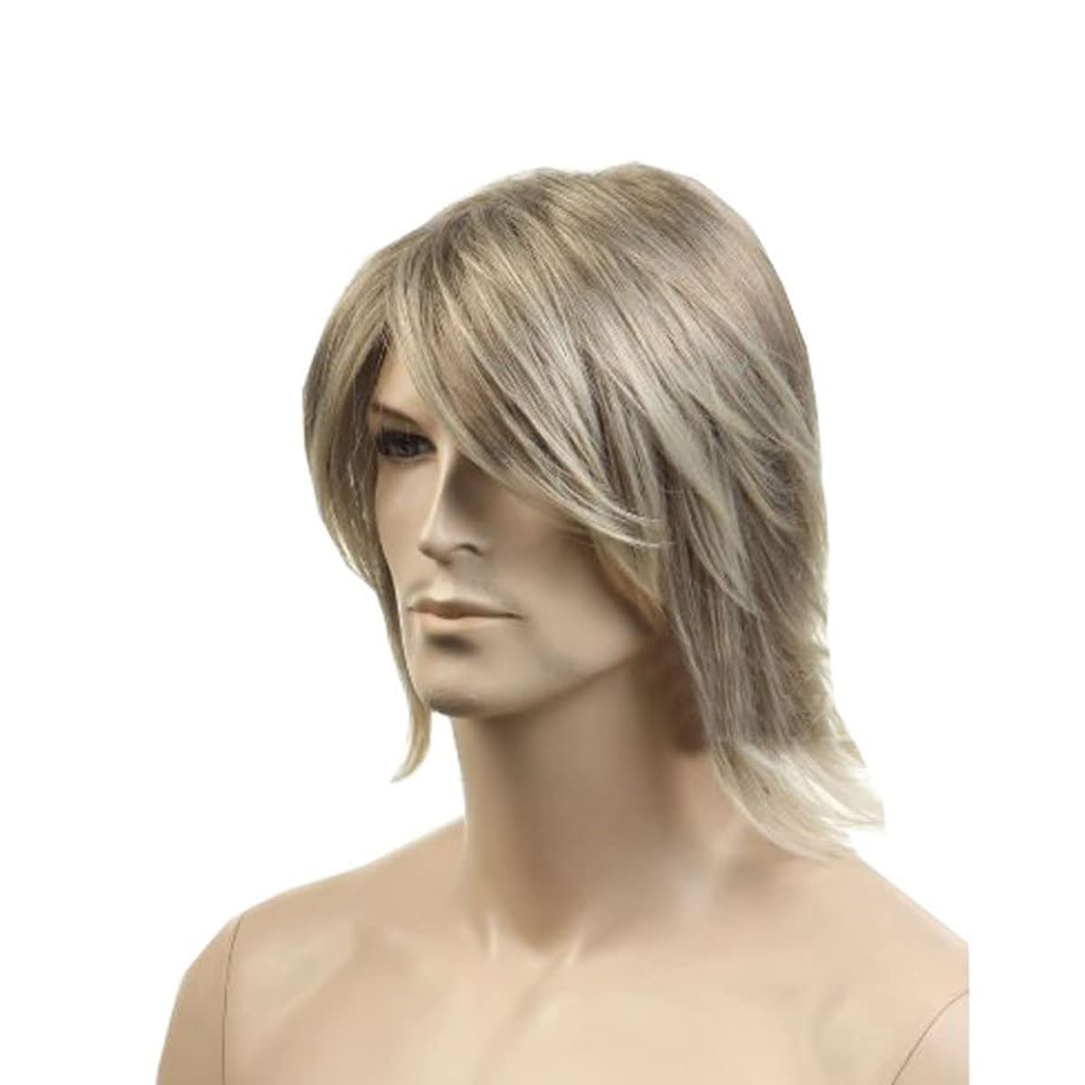 RicHyun Mens Short Blonde Wig Short Blonde Layered Straight Wig Synthetic Hair Wig for Daily Costumes Halloween