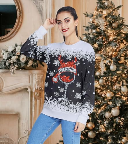Women Ugly Christmas Sweatshirt Long Sleeve Shirts Pullover | For Ugly Christmas Sweater Parties, Office Holiday Gatherings, Family Christmas Photos 4 Women Ugly Christmas Sweatshirt Long Sleeve Shirts Pullover | For Ugly Christmas Sweater Parties, Office Holiday Gatherings, Family Christmas Photos - Image 5