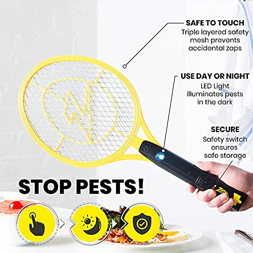 ZAP IT! Pack met twee elektronische vliegenmepper, oplaadbaar via USB, muggen, vliegen en kevers, 4000 V, super helder LED-licht. (Medium Twin) - Image 4