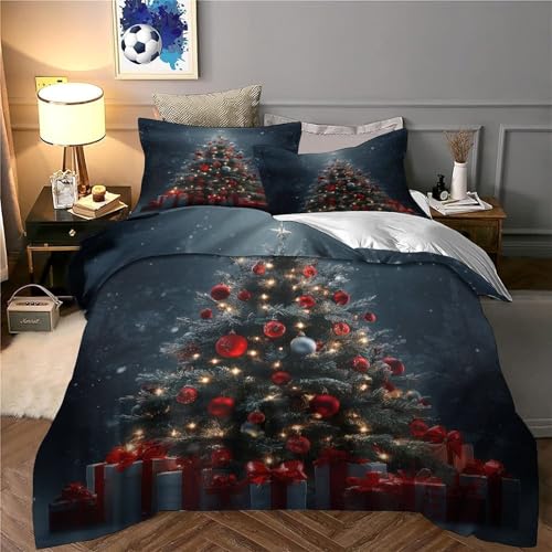 Housse de couette Village de Noël 220x240 parure lit King microfibre 3D - 6