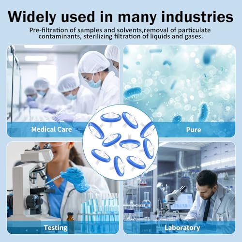 Image of Xin Tester 100 PCS Non-Sterile Syringe Filter MCE Membrane 25mm Diameter 0.45um Pore Size Hydrofilic Syringe Lab Filters