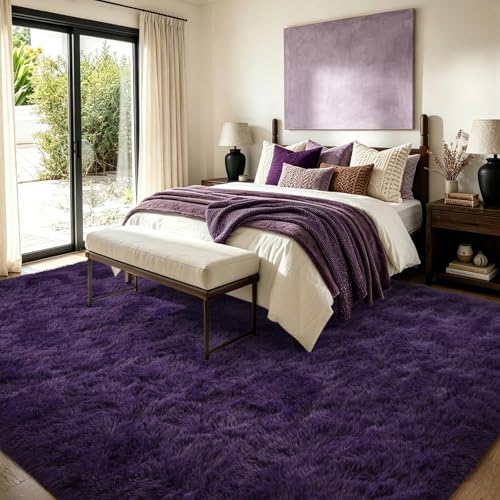 Tapete suave morado 3x5 pies moderno interior felpudo miniatura 2