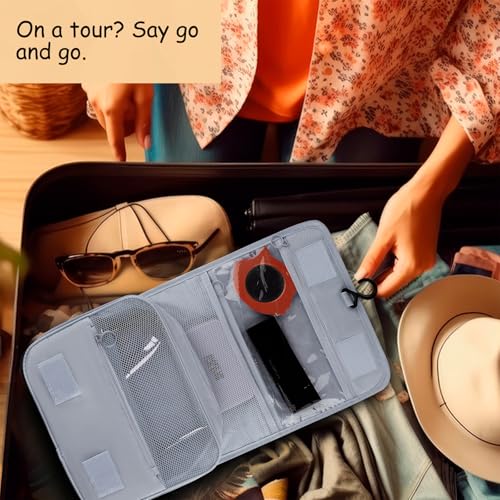 Image of Foldable Hanging Travel Toiletry Bag,Waterproof Portable Travel Bags, Multifunction Travel Makeup Cosmetic Bag Organizer with Hanging Hook (Grey), Grey, Common
