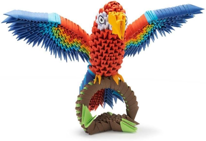 Alexander Origami 3D Parrot Kit - 591 Pieces - Colorful Buildable Model - Craft Activity for Kids and Adults