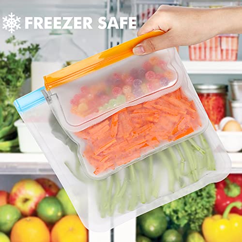 Buy 10 Pack Dishwasher Safe Reusable Ziplock Bags Silicone, Leakproof