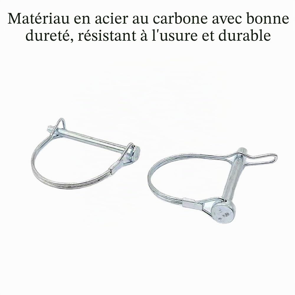 10 Pack de Goupilles de Verrouillage en Fil, Goupilles de Couplage de Sécurité en Forme de D en Acier au Carbone pour Remorque, Goupilles Lynch pour Ferme, Pelouse et Jardin (8 x 80 mm)