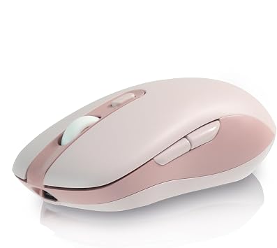 Wireless Mouse,3 Modes Bluetooth 5.0&4.0 Mouse 2.4G Rechargeable Ergonomic Computer Mouse with 6 Buttons,for Laptop/PC/Mac/iPad pro/ComputerPink