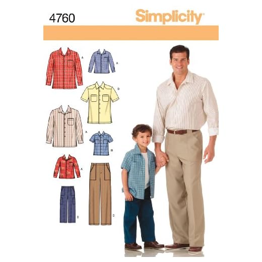 Simplicity 4760 Shirt and Pants Sewing Pattern for Men and Boys A (S-M-L/S-M-L-XL)