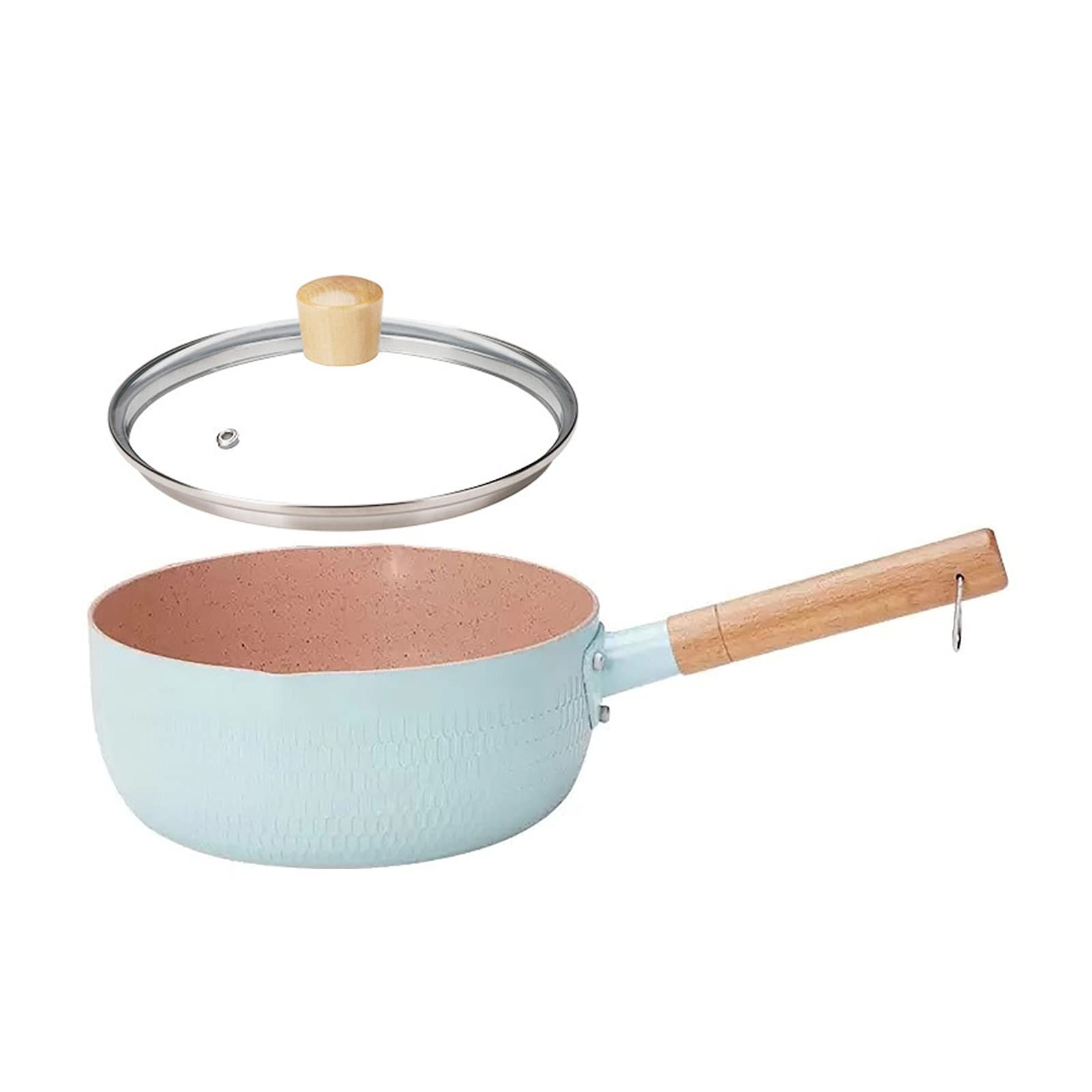 Kucocosneh Blue Nonstick Sauce Pan Nonstick Saucepan Cooking Pots Boiling Pot Granite Coating Aluminum With Lid 16Cm