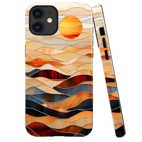 Coque iPhone 12 anti-choc brillante verre teinté orange coque de protection fille