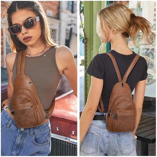 Women's Sling Bag Vegan Leather Sling Backpack Trendy Crossbody Purse for Women with Dual Purpose Strap2
