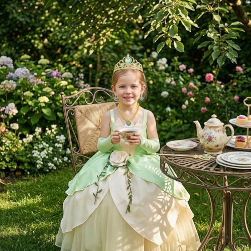 Disfraz de princesa para niñas verde talla 8-9 años miniatura 4