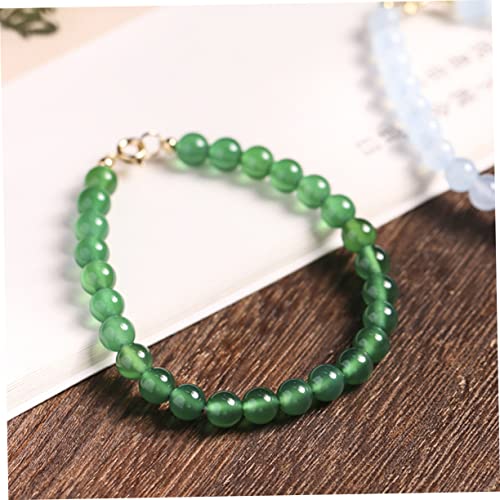 Bracelet de perles vertes en agate véritable, collier chic d'exception