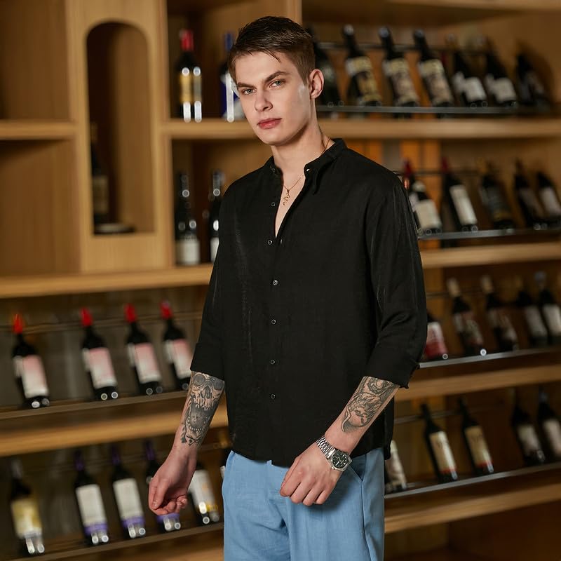 Image of CAHOOT Men's Shirt for Casual Wear | Spread Collar | Long Cuffed Sleeves | Button Closure | Shirt Crafted with Comfort Fit for Everyday Wear