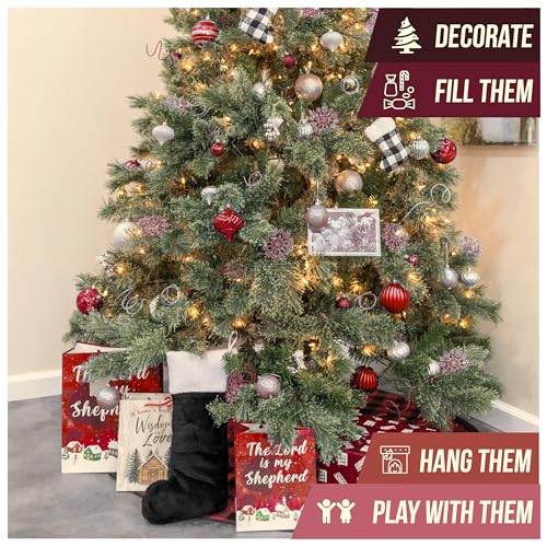 Iconikal-18-Inch-Plush-Fabric-Christmas-Stocking-4-Pack-Black Iconikal 18 Inch Plush Fabric Christmas Stocking 4 Pack Black