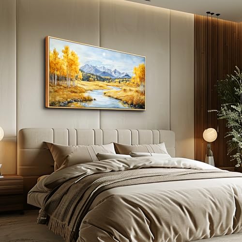 ERQINHUA Large Wall Art For Living Room Canvas Wall Decor For Bedroom Yellow Landscape Wood Frame Farmhouse Restaurant kitchen Home Wall Decorations Art Print Beach Posters Ready To Hang 20"X40"