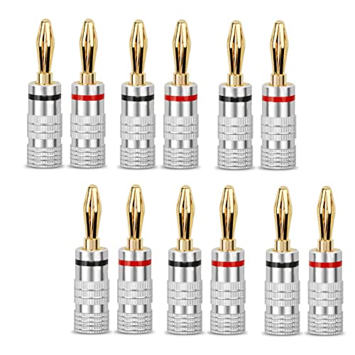 Conectores Banana Plugs dorados 6 pares 12 piezas miniatura 1