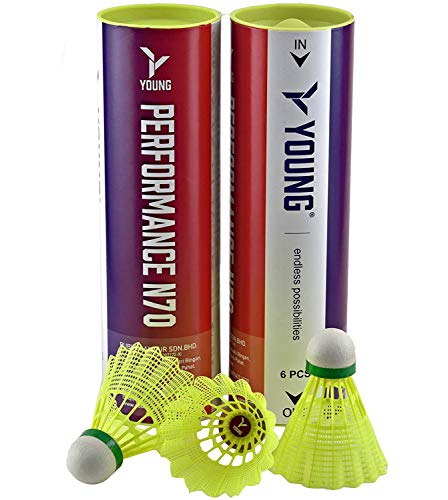 Young N70 Badminton Shuttlecocks, Speed 76 Badminton Birdie, Synthetic Nylon Feathers, PU Cock, Durability, Stability & Consistency, Trusted by USA Badminton (2 Pack)