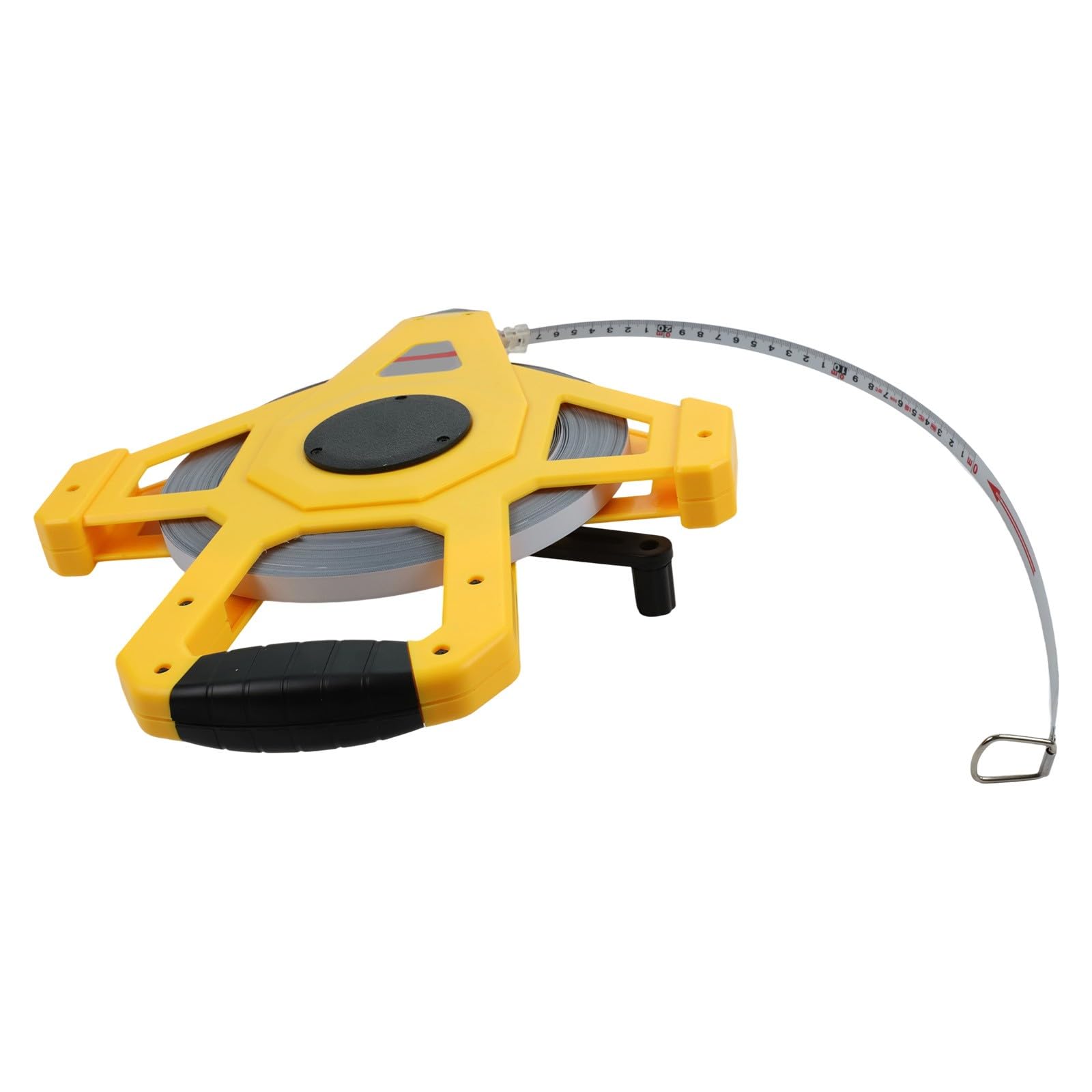 Cinta métrica de fibra de vidrio con carrete abierto de 30/50/100 m con escala métrica y pulgadas, marco ABS resistente a los impactos para encuestas de construcción, 100 m