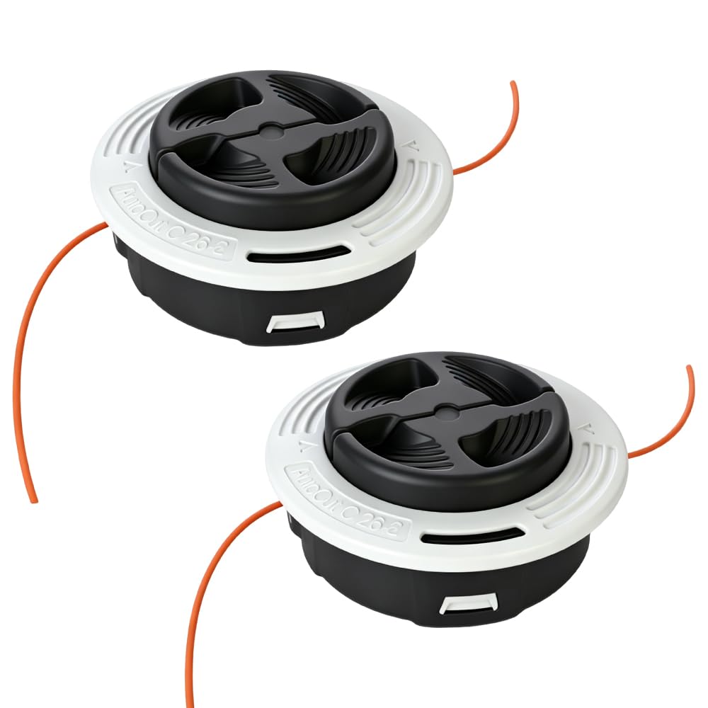 XPJBKC Stihl Strimmer Head, 2Pcs Trimmer Dual Line Head, Petrol Strimmer Head, Autocut C26-2 Replacement for FS 55/56/70/94/91/111/131/240, 120x63mm PA6, White