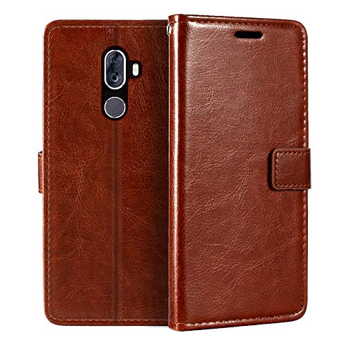 Shantime Funda de Cuero Compatible con ZTE Blade MAX View Pictures V890 V870, Diseño Ejecutivo Magnética, 3 Ranuras, Marco para Foto y Cartera Oculta(Marrón)