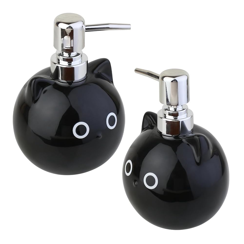 CTRLZS Lotion Soap Dispenser Ceramic Cat Design Cute Animal Shower Gel Dispenser Hand Soap Dispenser 2pcs Pressable