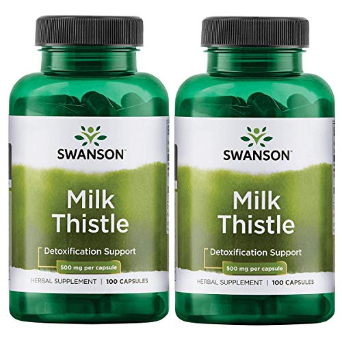 Swanson Milk Thistle Liver Support Cleanse and Detox Supplement Seed Extract 500 mg per Capsule (1000 mg per 2 Capsule Serving Size) 100 Capsules (2 Pack)