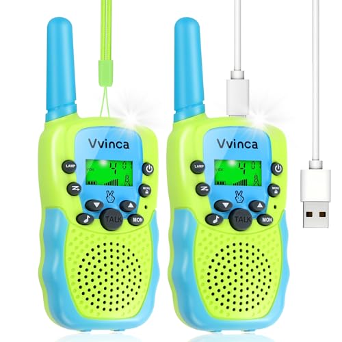 Vvinca Walkie Talkies for Kids Rechargeable Toys for Ages 5-7, Long Range 22 Channels 2 Way Kids Walkie Talkie with Flashlight for Camping Hiking Indoor Outdoor...