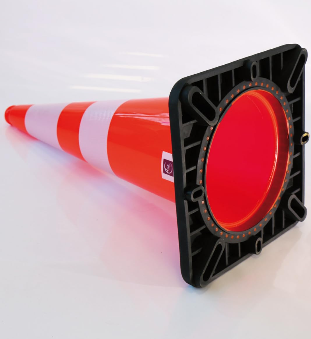 AUA SIGNALETIQUE - Cône De Signalisation Réfléchissant Classe 2 - Hauteur 75 cm - Base Noire Lestée 3,2 Kg - Cône de sécurité Chantier K5A (1)
