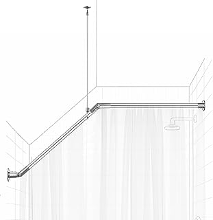 Otoolling 39" x 39" Sloped Ceiling Shower Rod, Corner Shower Curtain Rod for Angled Slanted Sloped Ceilings Rust Resistant Alloy for Bathtub and Bathroom