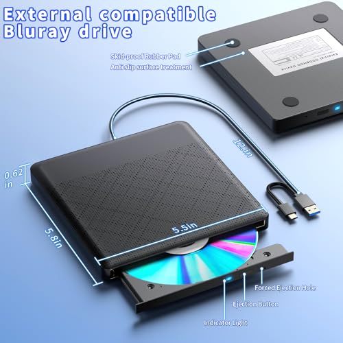 Externo compatível com unidades Bluray portátil de leitura/gravação compatível com gravador de Blu-r