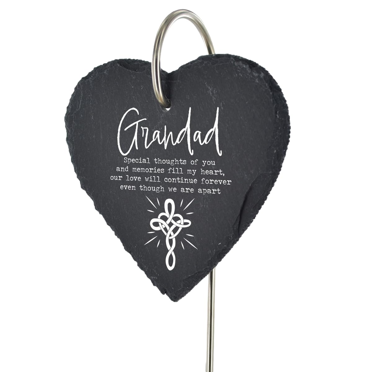 Grandad Grave Stick Marker Plaque Celtic Knot Cross Slate Heart Ornament Stake Graveside Decor 25x11cm