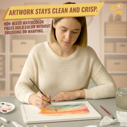 Image of Lakeer Watercolor Wire-O Sketchbook - A4 Size | Cold-Pressed Watercolor Paper with Cotton-25 Sheets (50 Pages), 250 GSM | Mixed Media, for Artist-(Acid Free)
