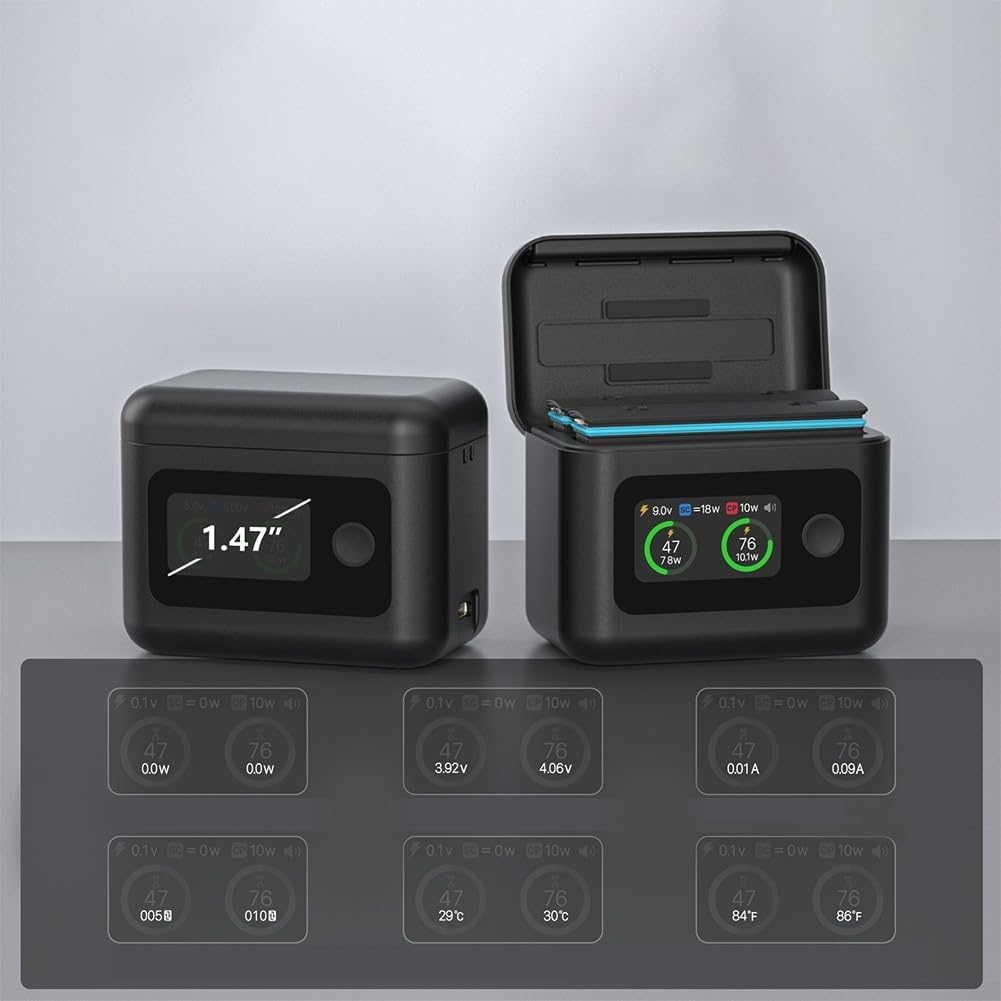 Hub caricabatterie veloce per Insta 360 X5, hub di ricarica veloce a doppio canale intelligente da 27 W con display a LED per batterie Insta 360 X5 con cavo