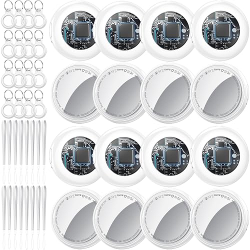 Tukio Air Tags 16 Pack Blanco, Bluetooth Localizador de Llaves Funciona con Find My App (Solo iOS), rastreador Bluetooth y localizador de artículos con Sonido, rastreador de Equipaje, Mini Tracker Tag