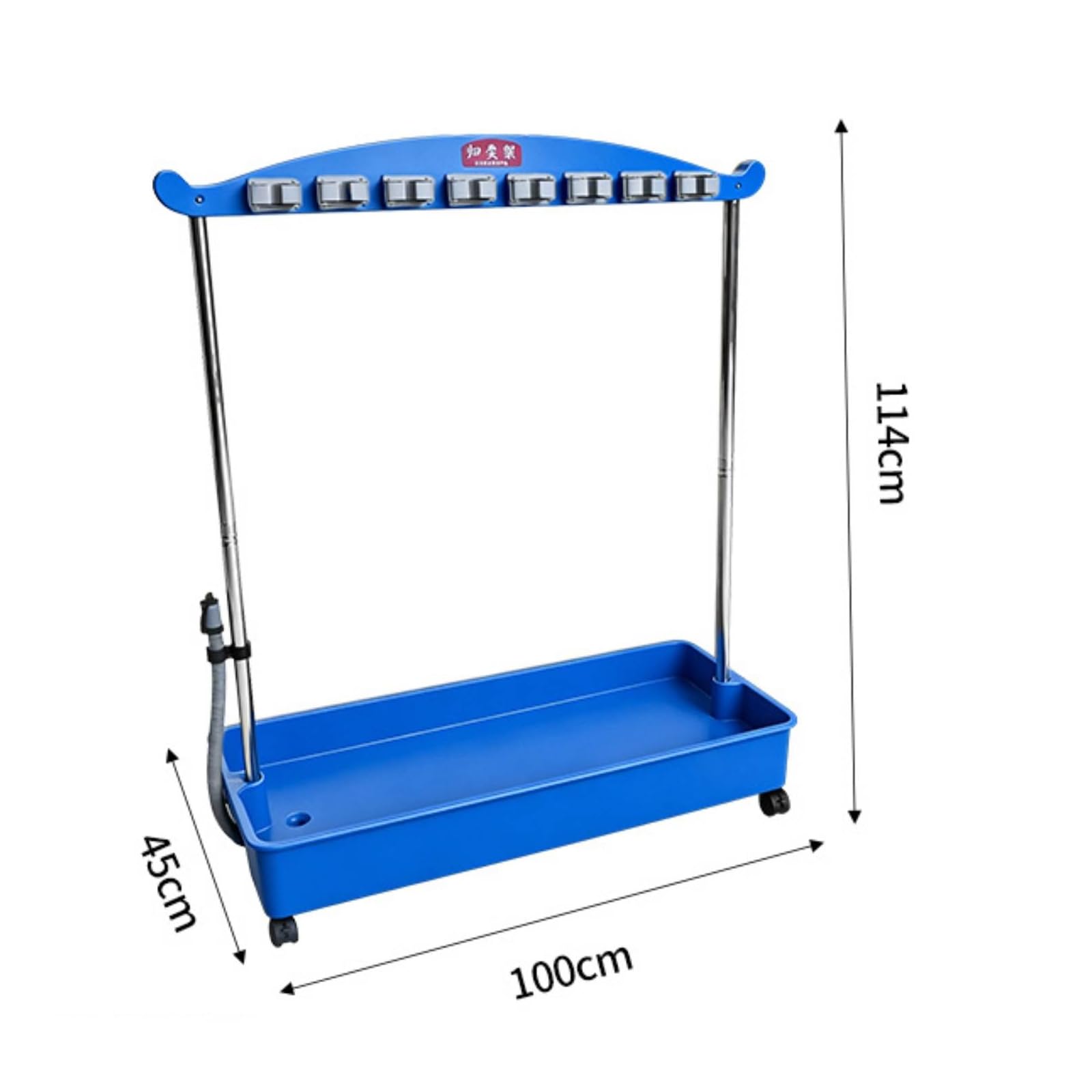 rockible Organizador de Fregonas Estación con Cubeta Soporte Móvil con Ruedas Acero Inoxidable con de Drenaje para Hoteles Armarios de Servicio Áreas de Trabajo, Azul, 100cm