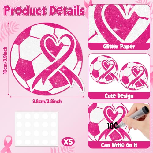 Image of Hot Pink Soccer Glitter Cutout for Pink Out Party Sports Party Supplies