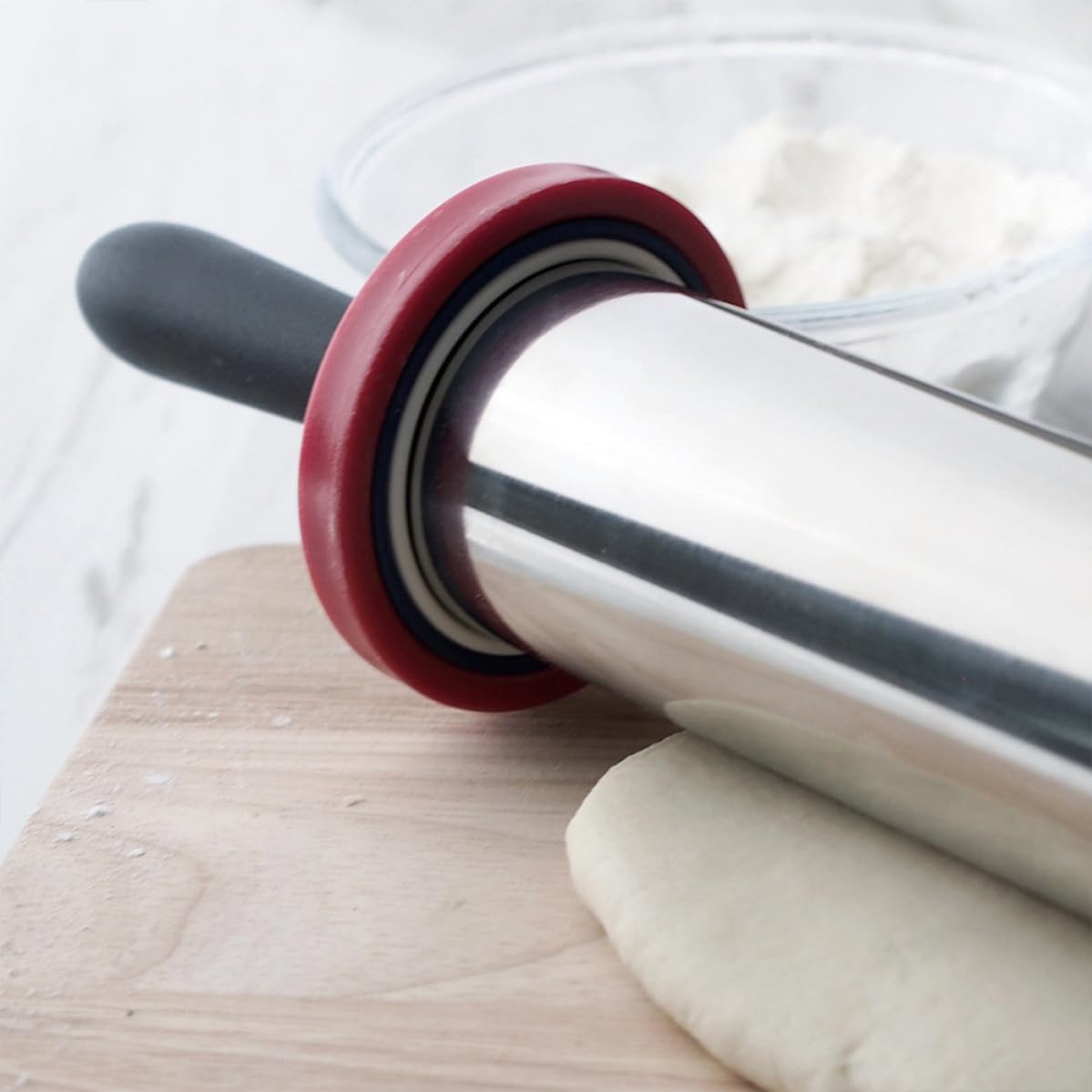 HEALLILY Rodillo Ajustables de Anillos con Acero Inoxidable Pulgadas de 11 de Grosor Antiadherente, Adecuado para Amasar Masa y Fondant Cocina