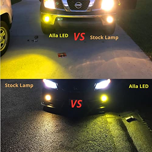 Alla Lighting 2800Lm H8 H11 H16 Led Fog Lights Bulbs, 3200K Golden Yellow Drl Replacement For Cars, Trucks, Xtreme Super Bright Cob-72 Smd Upgrade #TOP1