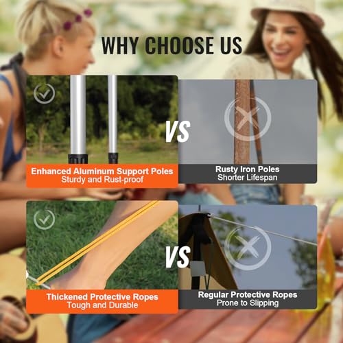 VEVOR Vehicle Awning 270 Degree 8.2' Roof Rack Pull-Out Retractable Sun Shade Height Adjustable, PU3000mm UV50+ Weatherproof Car Side Awning for SUV Camping (Hardware Included), Waterproof Storage Bag