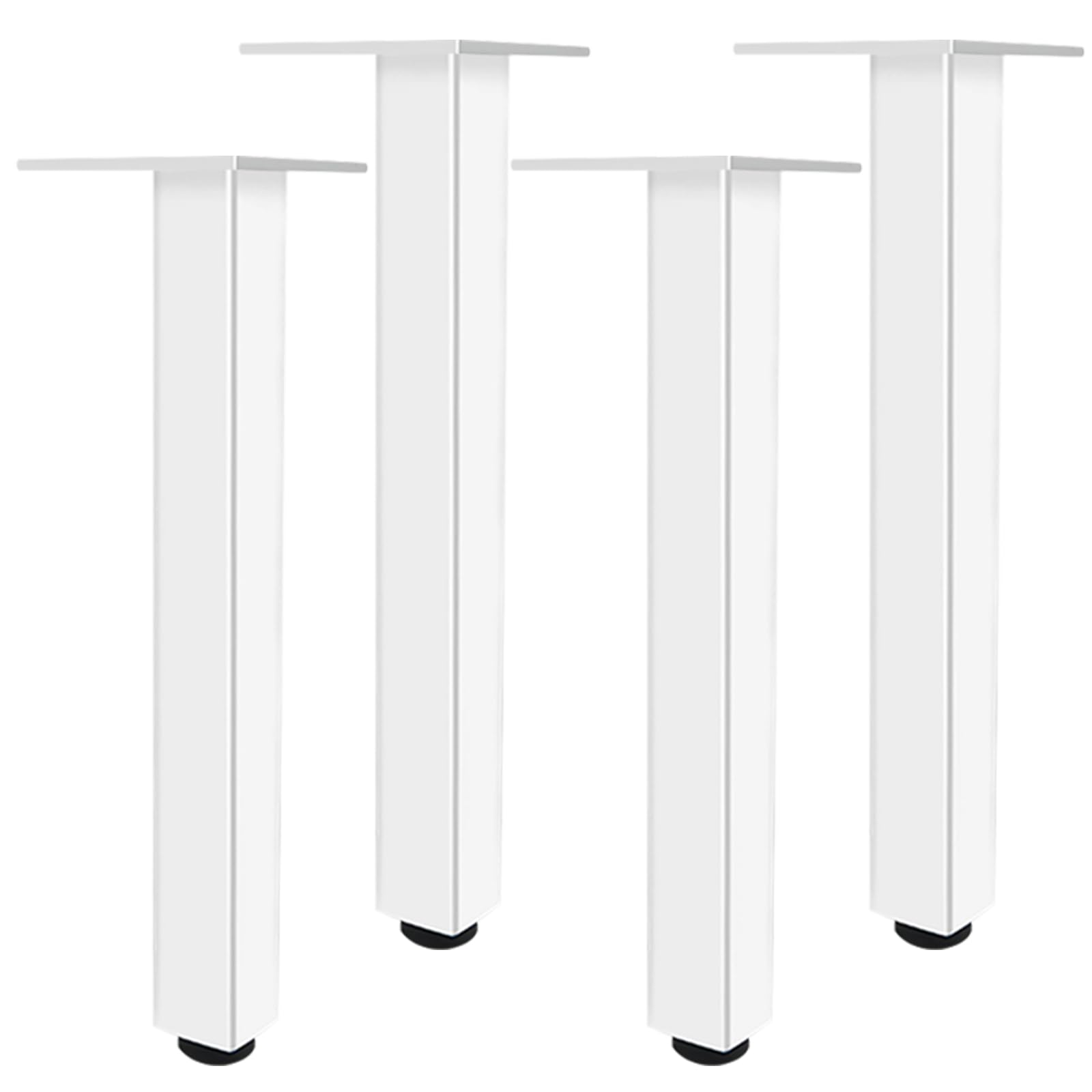 SZLXJMFL White, 4pcs Table Legs DIY Metal Furniture Feet Adjustable 6cm-40cm Heavy Duty Sofa Legs Cabinet Legs Cupboard Feet Kitchen Foot, Rubber Anti-slip Mat, Free Screw-40cm/15.7"