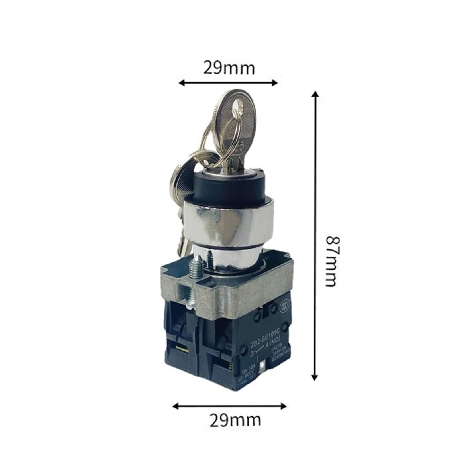 XB2-BG33 BG23 BG35 Interruptor de botón llave giratoria Selector bloqueo automático 3 posiciones 2 1NO1NC 10A 22 mm(3 2NO,2P)