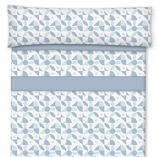 Cisne Rojo Juego de Sabanas Todo el Año. Juego de Sabanas Verano. Sabanas Estampadas Modelo Génova. Color Celeste Cama 135 cm