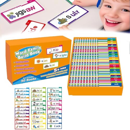 30 libros de lectura y rima, tarjetas flash de sonidos de letras de familias de palabras, tarjetas flash de vocabulario ABC, prefijos familias de palabras, juegos educativos de lectura