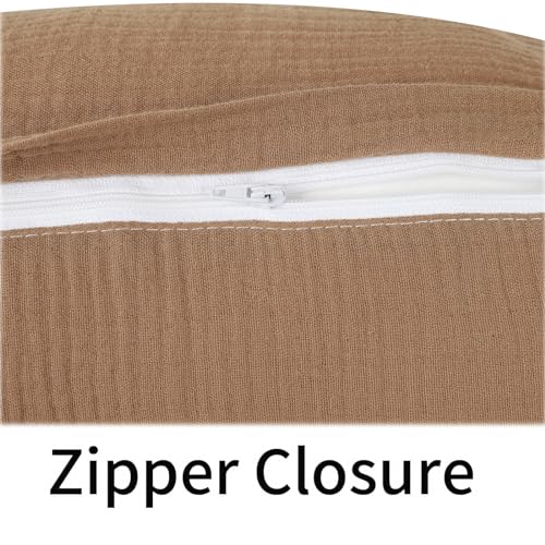 Image of Onacosht Muslin Nursing Pillow Cover Soft 100% Cotton Feeding Pillow Slipcover Fits Standard Infant Nursing Pillow for Baby Girl and Boy, Brown