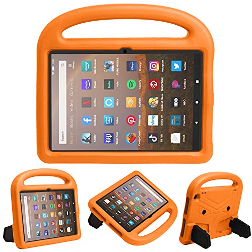 Kids Case for All-New Fire HD 8 & 8 Plus 2020, EAGWELL 8Inch Lightweight Shockproof Handle with Stand Kid-Proof Case for Amazon Fire HD 8/8 Plus 2020 Tablets (Orange)