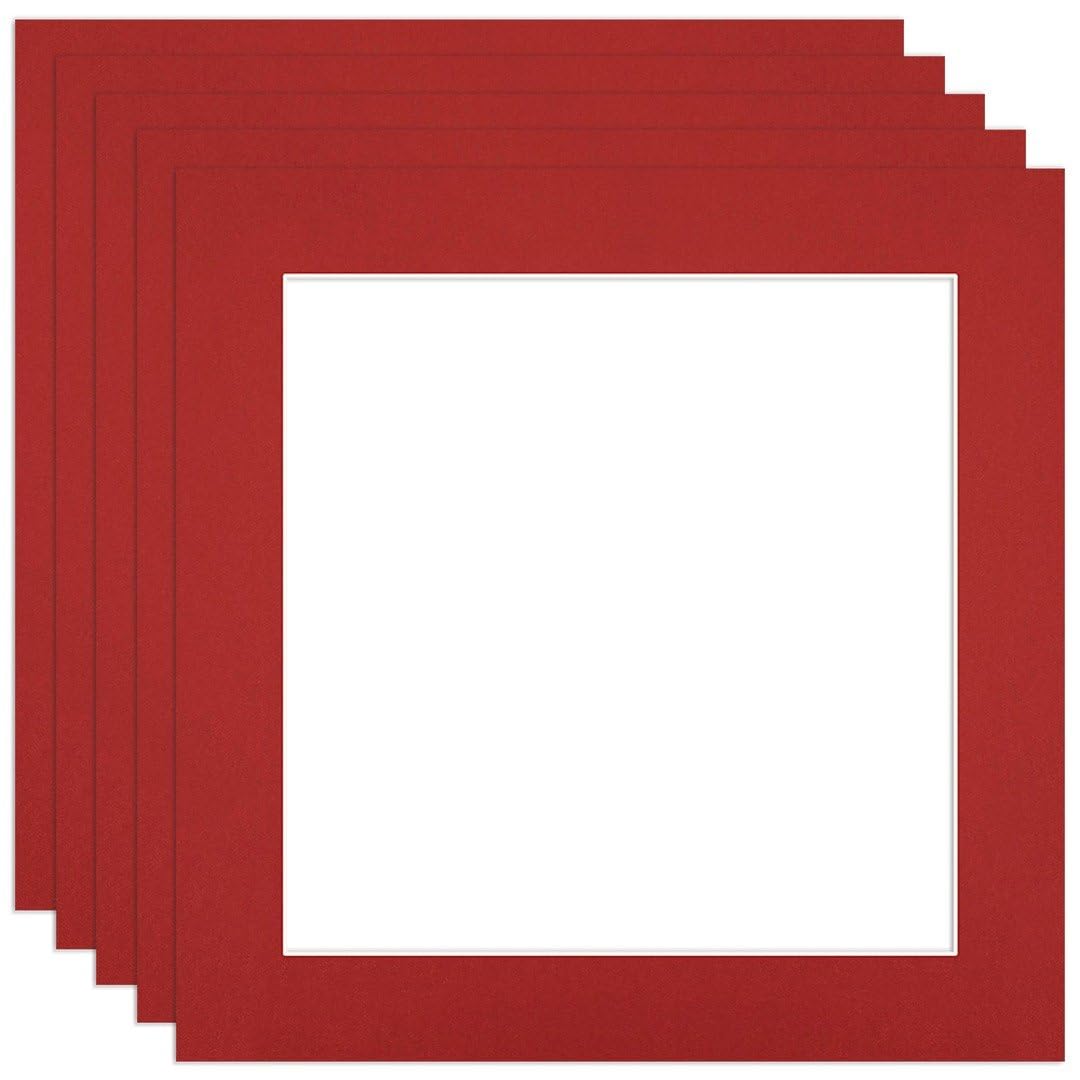 Procut Global 40x40cm Crimson Picture Mounts to Fit 30x30cm Aperture - Precision Cut Cardboard Photo Mount - Ideal for Frames, Prints, Artwork & Certificates - Sizes & Colours Available - 5 Pack