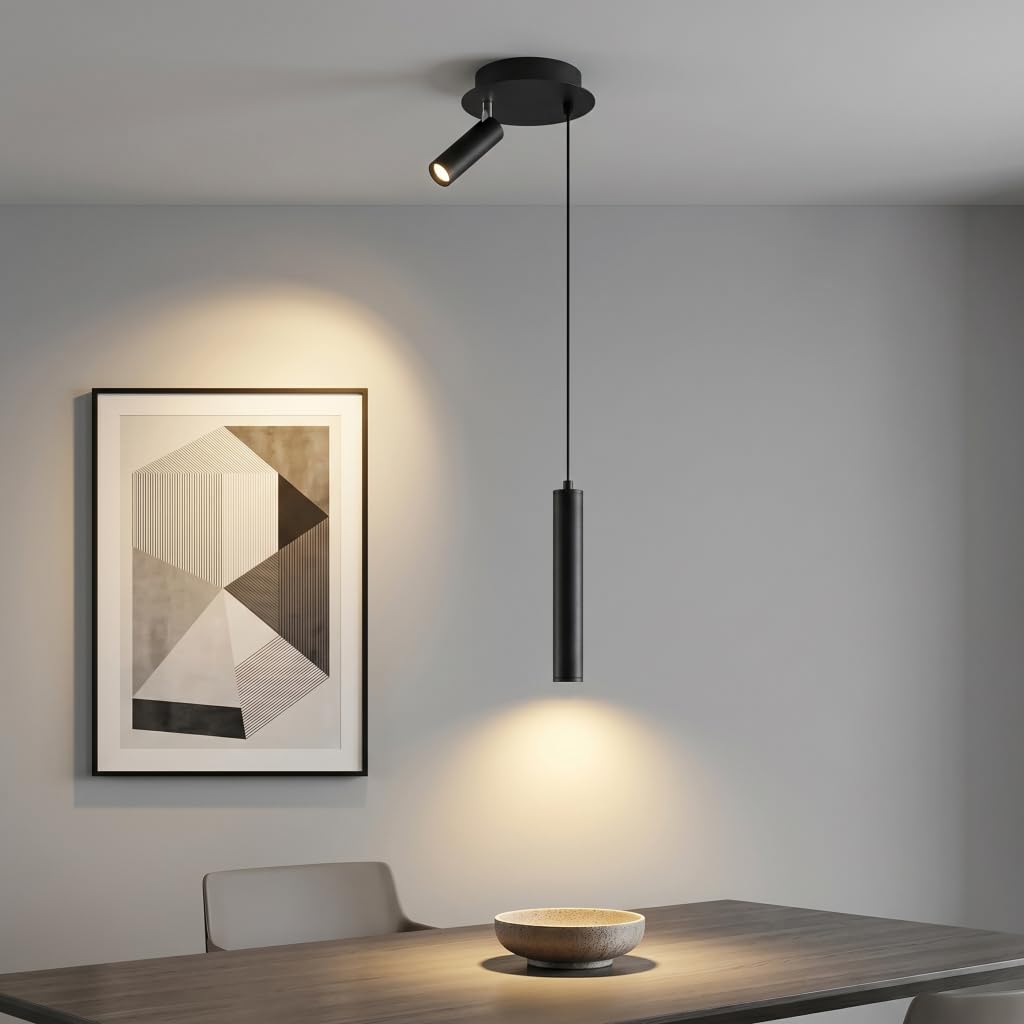 Lampa wisząca LED Nowoczesna lampa wisząca 2 źródła światła obrotowy reflektor 360° kreatywny żyrandol ciepłe światło do salonu, sypialni, jadalni