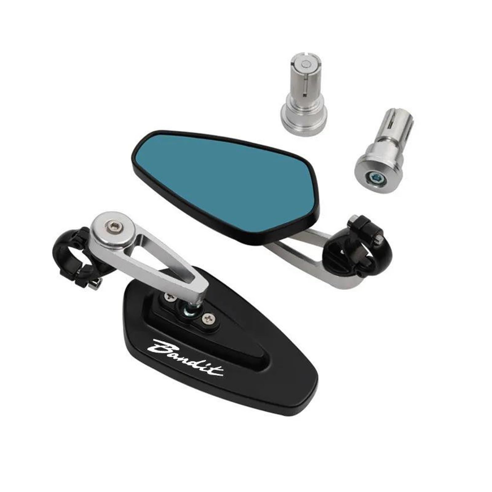 Specchietti Moto Manubrio Retrovisori Per Bandit S650 600 650 1200 1250 1250S Specchietti Retrovisori Per Estremità Manubrio Per Moto(D'argento,With logo)